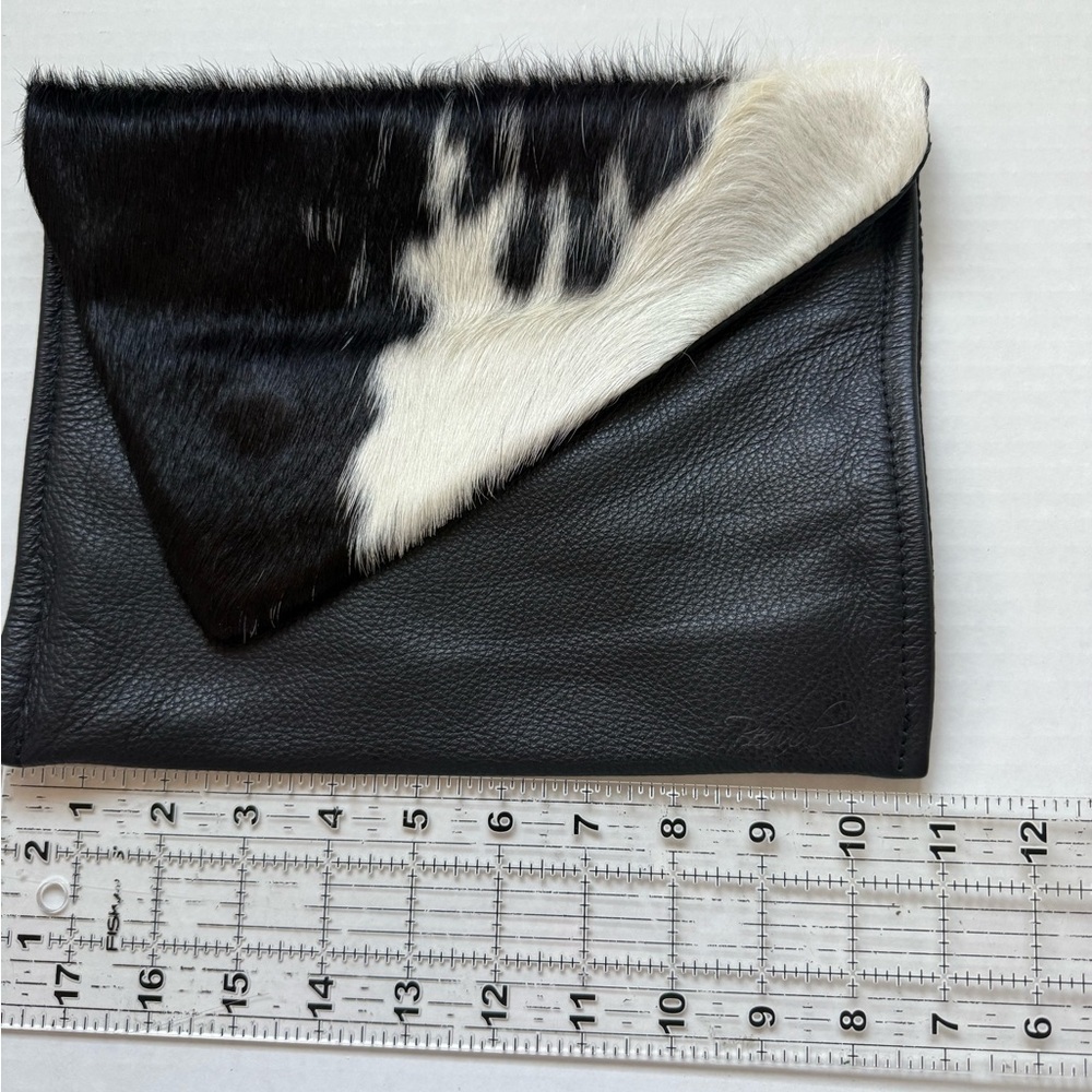 Beaudin Cowhide Black and White Leather Clutch - Picture 7 of 10